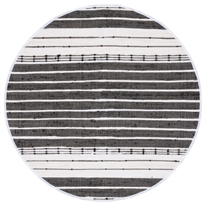 Safavieh Striped Kilim 6'-0&quot x 6'-0&quot Cotton Flat Weave Rug in Black / Ivory