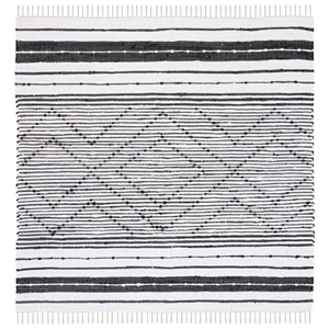 Safavieh Striped Kilim 6'-0&quot x 6'-0&quot Cotton Flat Weave Rug in Black / Ivory