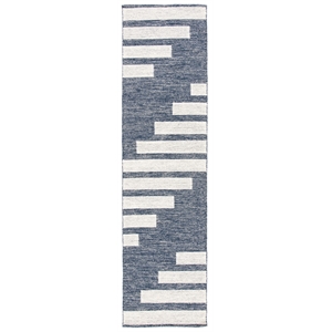 Safavieh Striped Kilim 2'-3&quot x 11'-7&quot Cotton Hand Woven Rug in Navy / Ivory