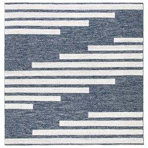 Safavieh Striped Kilim 3'-0&quot x 3'-0&quot Cotton Hand Woven Rug in Navy / Ivory