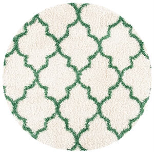 Safavieh Venus Shag 500 6'-7&quot x 6'-7&quot Polypropylene Power LoomedRuginIvory/Green