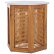 Safavieh Danez Hexagon Wood Cane Accent Table in White / Natural