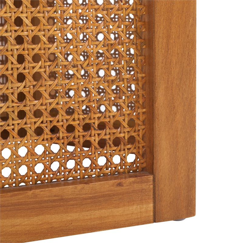 Safavieh Danez Hexagon Wood Cane Accent Table in White / Natural