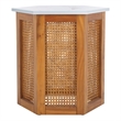Safavieh Danez Hexagon Wood Cane Accent Table in White / Natural
