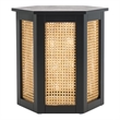 Safavieh Danez Hexagon Wood Cane Accent Table in Black / Natural