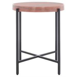 Safavieh Azula Iron and Stone Top Accent Table in Rust / Black