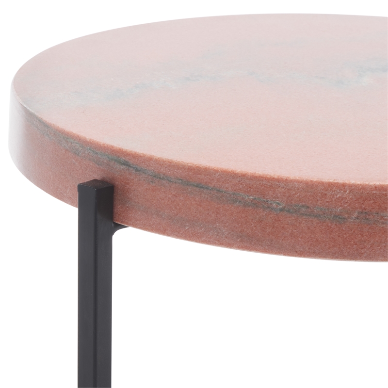 Safavieh Azula Iron and Stone Top Accent Table in Rust / Black