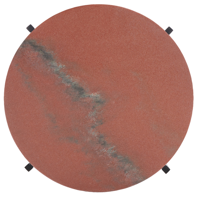 Safavieh Azula Iron and Stone Top Accent Table in Rust / Black