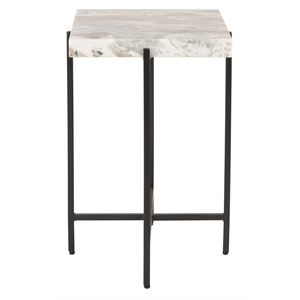 Safavieh Tenzin Iron and Stone Top Accent Table in Gray / Black