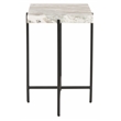 Safavieh Tenzin Iron and Stone Top Accent Table in Gray / Black
