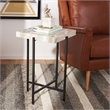 Safavieh Tenzin Iron and Stone Top Accent Table in Gray / Black