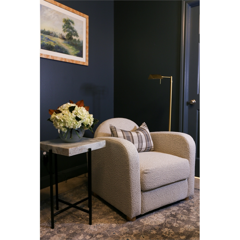 Safavieh Tenzin Iron and Stone Top Accent Table in Gray / Black