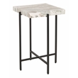 Safavieh Tenzin Iron and Stone Top Accent Table in Gray / Black