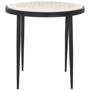 Safavieh Elly Marble and Iron Cnc Side Table in White / Marble / Black