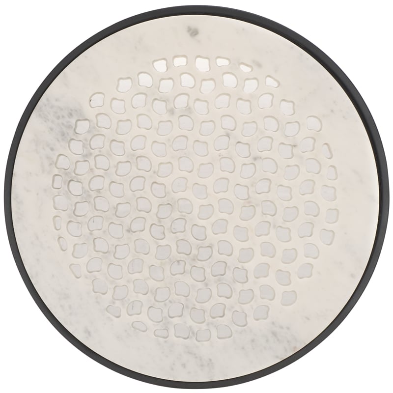 Safavieh Elly Marble and Iron Cnc Side Table in White / Marble / Black
