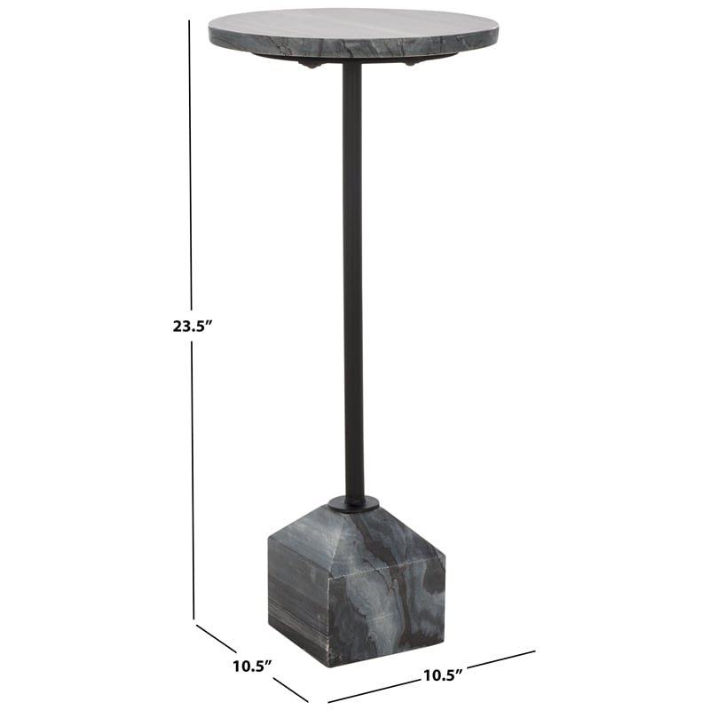 Safavieh Sumer Marble and Iron Drink Table in Gray / Marble / Black