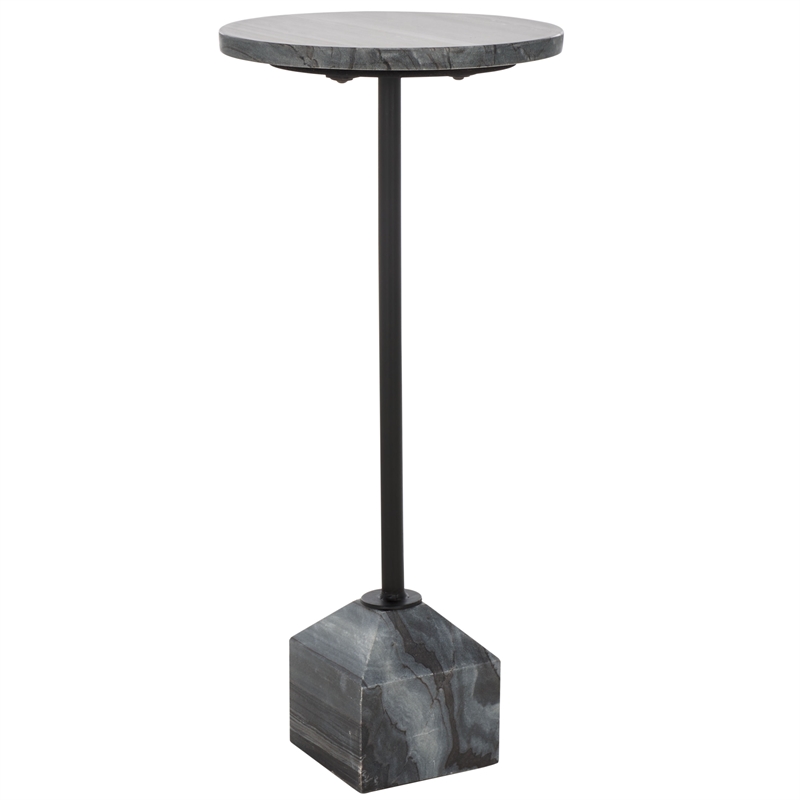 Safavieh Sumer Marble and Iron Drink Table in Gray / Marble / Black