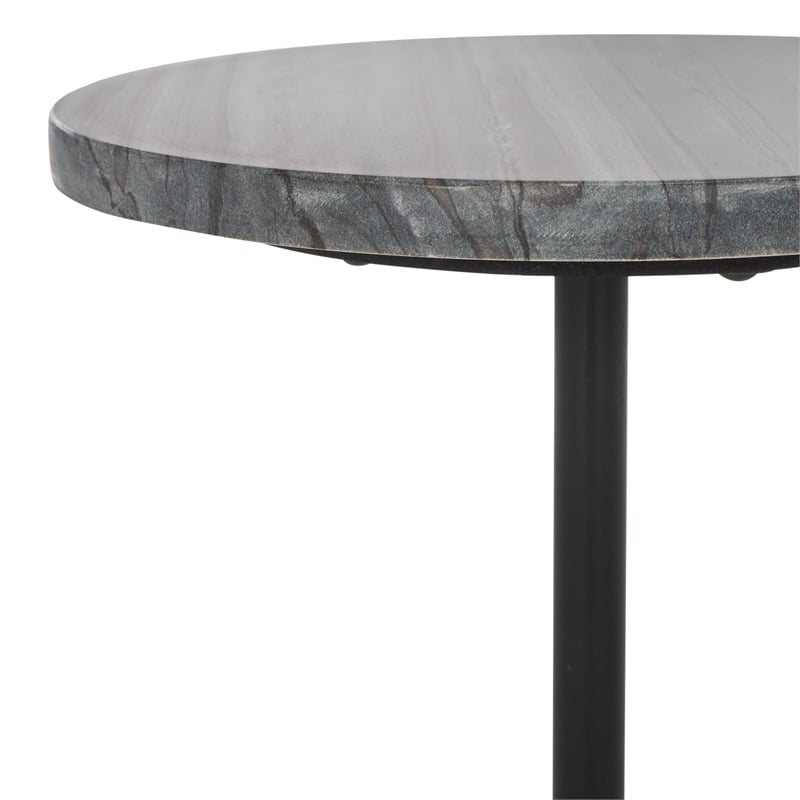 Safavieh Sumer Marble and Iron Drink Table in Gray / Marble / Black