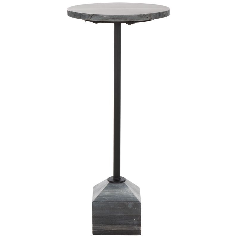 Safavieh Sumer Marble and Iron Drink Table in Gray / Marble / Black