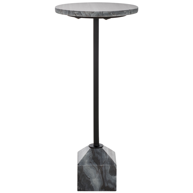 Safavieh Sumer Marble and Iron Drink Table in Gray / Marble / Black