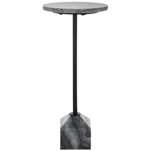 Safavieh Sumer Marble and Iron Drink Table in Gray / Marble / Black