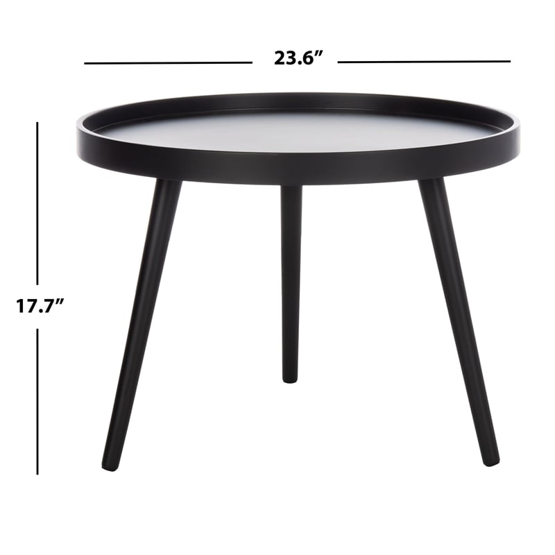 Safavieh Fritz Wood and Metal Round Tray Side Table in Black