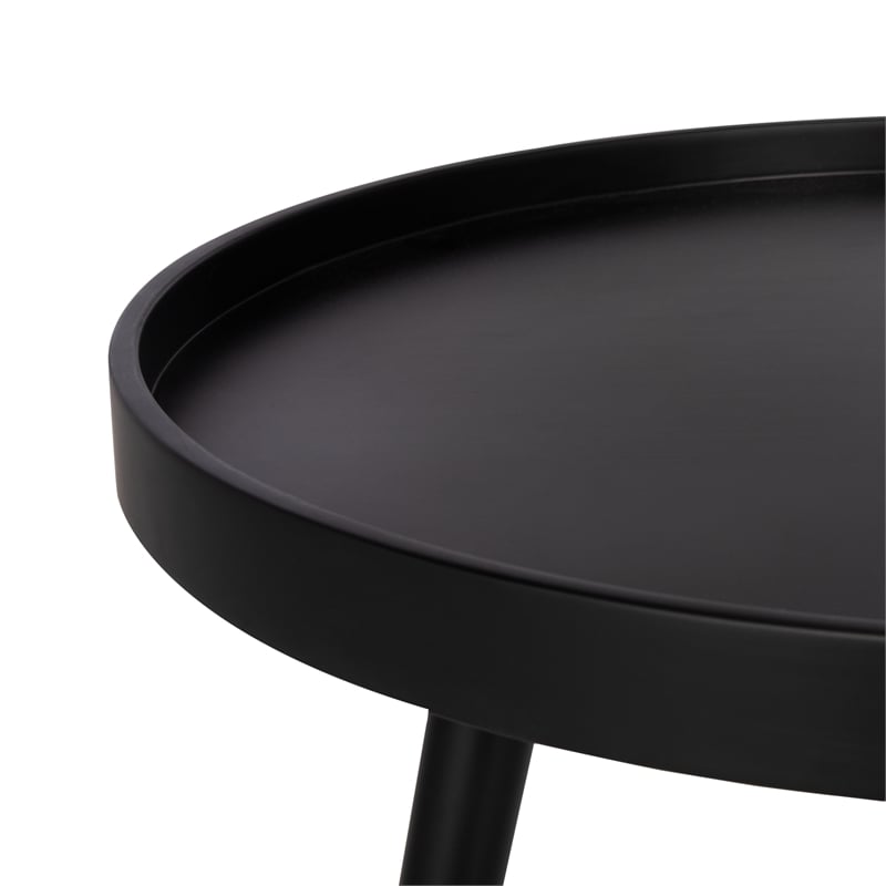 Safavieh Fritz Wood and Metal Round Tray Side Table in Black