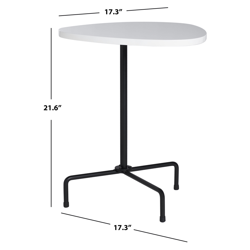 Safavieh Berlin Wood and Metal Tripod Side Table in White / Black