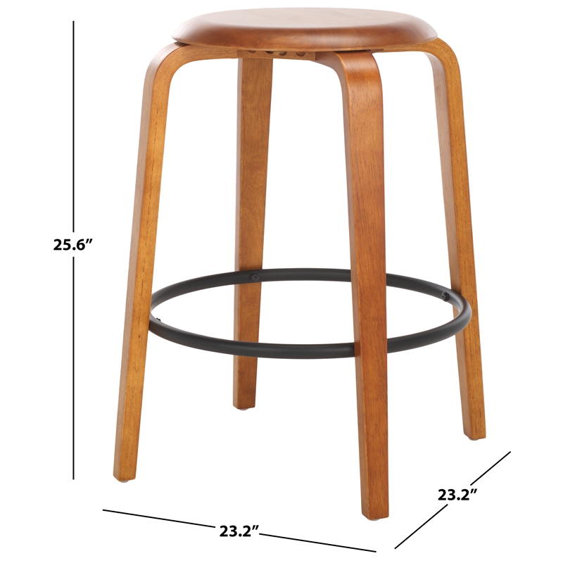 Safavieh Luella Wood and Iron  Counter Stool in Walnut / Black