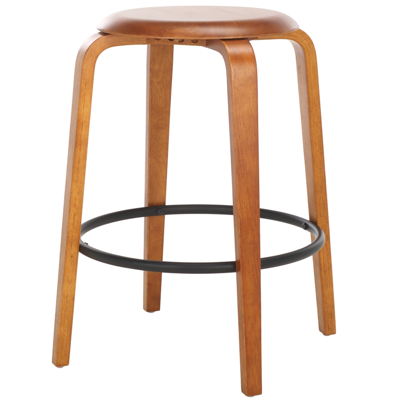Safavieh Luella Wood and Iron  Counter Stool in Walnut / Black