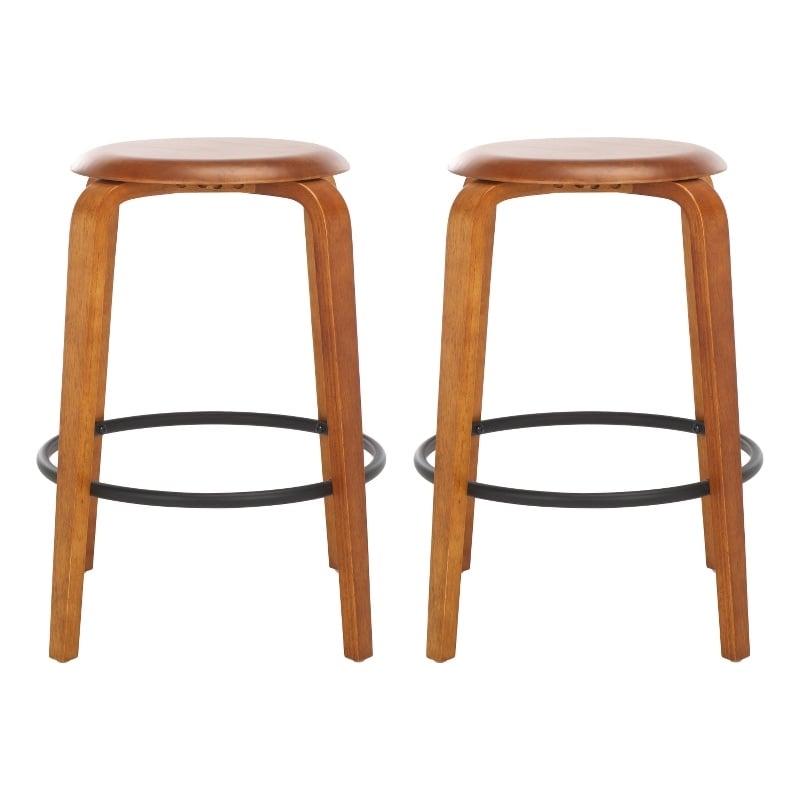 Safavieh Luella Wood and Iron  Counter Stool in Walnut / Black