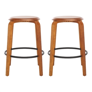 Safavieh Luella Wood and Iron  Counter Stool in Walnut / Black