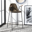 Safavieh Tanner Wood and Metal Mid Century Barstool in Olive / Black