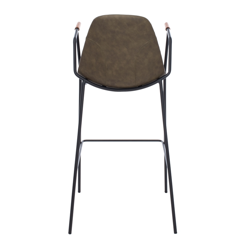 Safavieh Tanner Wood and Metal Mid Century Barstool in Olive / Black