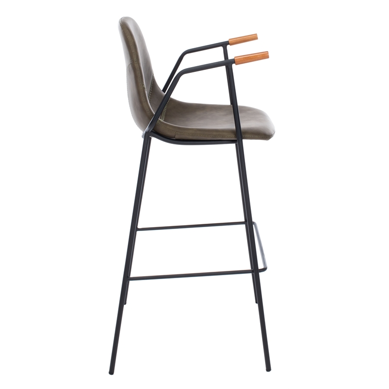 Safavieh Tanner Wood and Metal Mid Century Barstool in Olive / Black