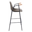Safavieh Tanner Wood and Metal Mid Century Barstool in Olive / Black