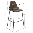 Safavieh Tanner Wood and Metal Mid Century Barstool in Olive / Black