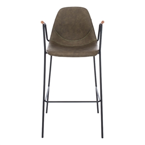 Safavieh Tanner Wood and Metal Mid Century Barstool in Olive / Black