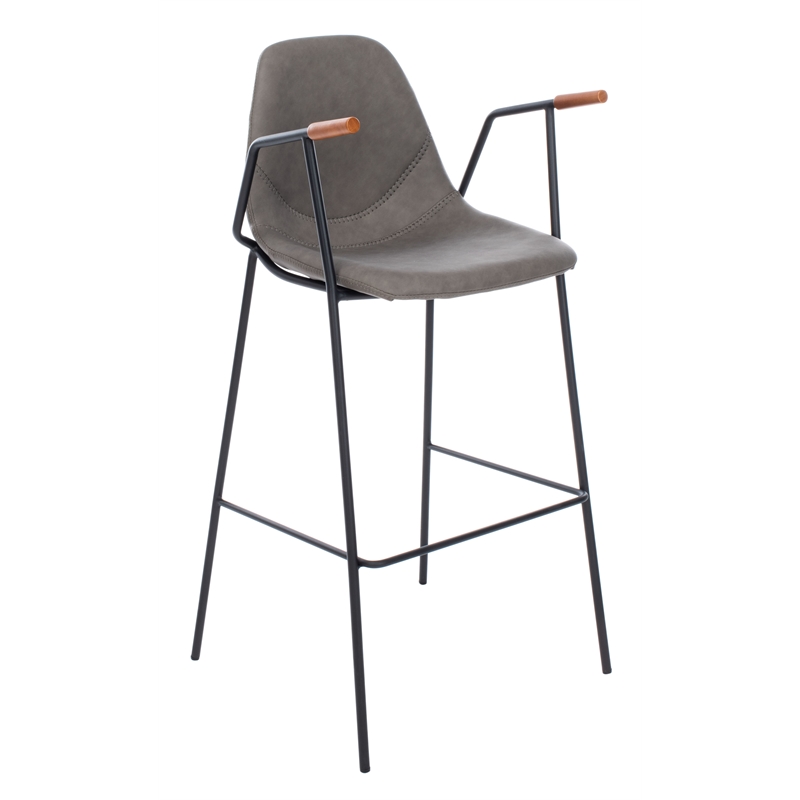 Safavieh Tanner Wood and Metal Mid Century Barstool in Ash / Black