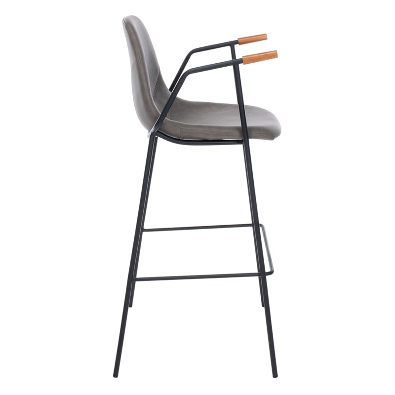 Safavieh Tanner Wood and Metal Mid Century Barstool in Ash / Black