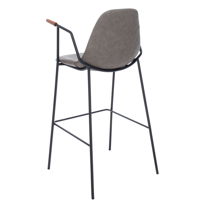 Safavieh Tanner Wood and Metal Mid Century Barstool in Ash / Black