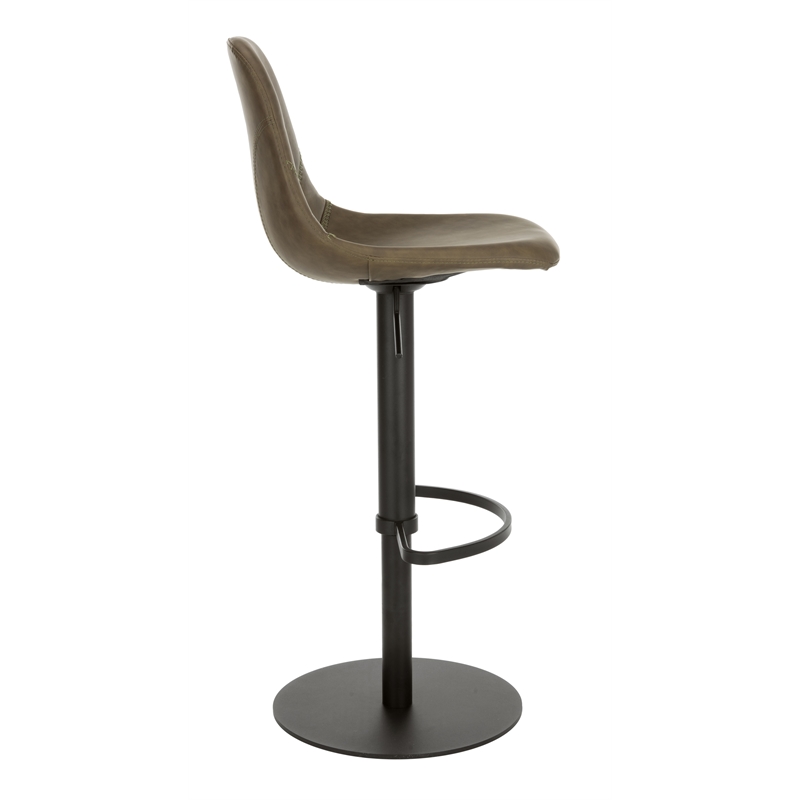 Safavieh Sky Wood and Metal Adjustable Swivel Barstool in Olive / Black