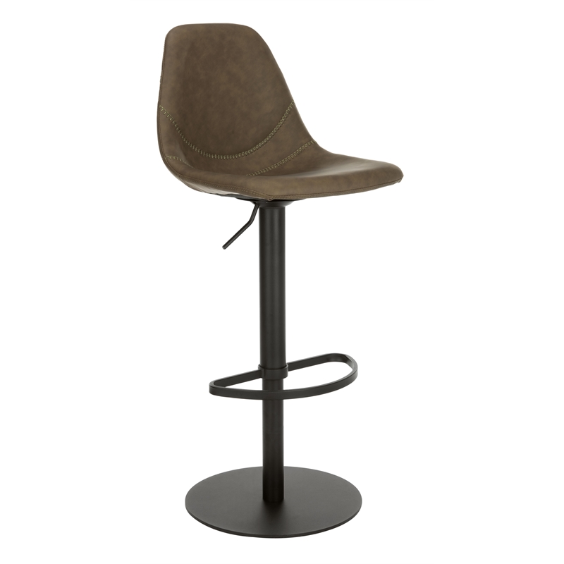 Safavieh Sky Wood and Metal Adjustable Swivel Barstool in Olive / Black