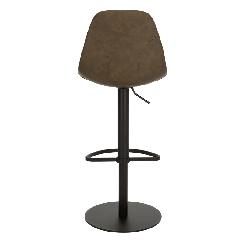 Safavieh Sky Wood and Metal Adjustable Swivel Barstool in Olive / Black