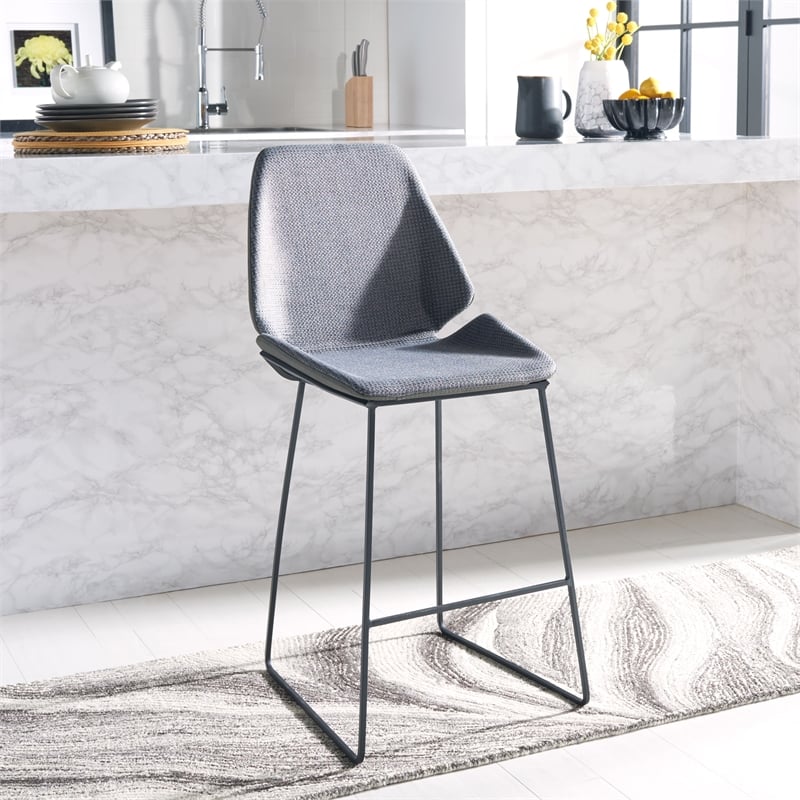 Safavieh Masami Wood and Metal Counter Stool in Gray / Black