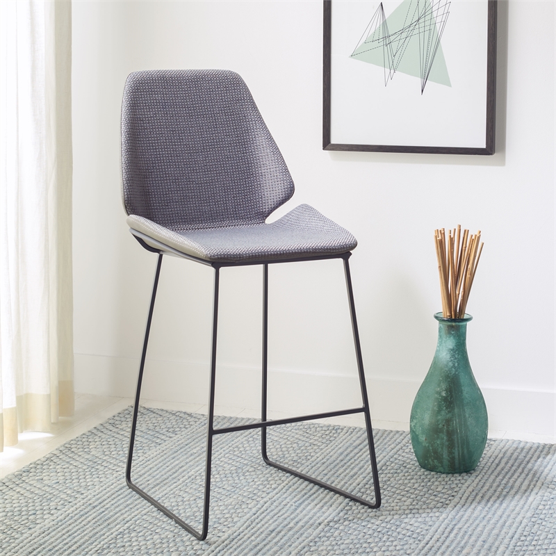 Safavieh Masami Wood and Metal Counter Stool in Gray / Black