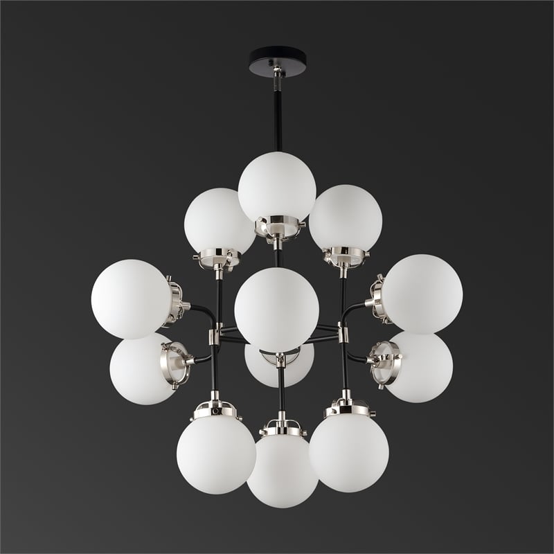 Safavieh Cullen Iron and White Glass Chandelier in Black