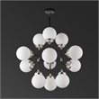 Safavieh Cullen Iron and White Glass Chandelier in Black