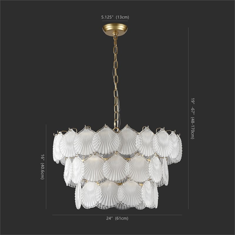 Safavieh Gutierrez Iron and 3 Tier Glass Chandelier in Gold