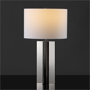 Safavieh Rollins Square Iron Table Lamp in Nickel / White